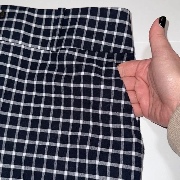 Loft Modern Skinny Ankle Pant Size 4 Navy and White Plaid Office Teacher Work - Picture 12 of 13